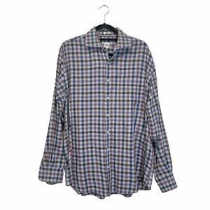 Peter Millar Shirt Men’s Size L Purple Black Plaid Button Up Front Long Sleeve‎